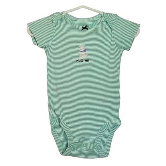 K1142 * Carter's Embroidered Puppy/Hug Me Onesie Green/White Size 12M - Picture 1 of 6